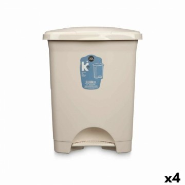 Bigbuy Home Atkritumu tvertne ar pedāli Bēšs Plastmasa 30 L (4 gb.)