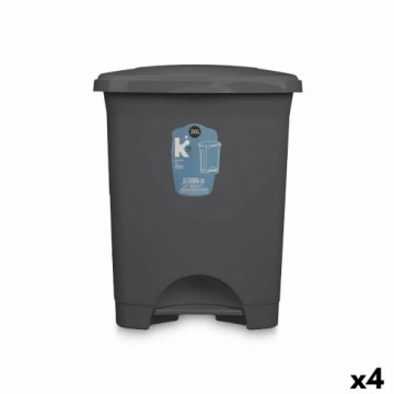 Bigbuy Home Atkritumu tvertne ar pedāli Antracīts Plastmasa 30 L (4 gb.)