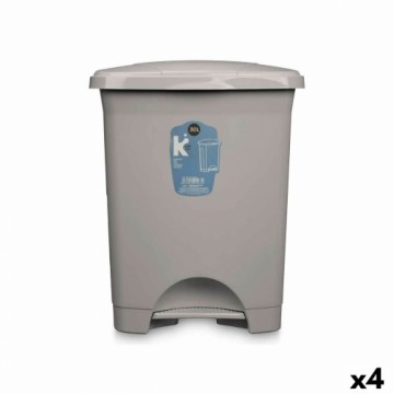 Bigbuy Home Atkritumu tvertne ar pedāli Pelēks Plastmasa 30 L (4 gb.)