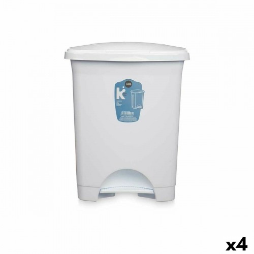Bigbuy Home Atkritumu tvertne ar pedāli Balts Plastmasa 30 L (4 gb.) image 1