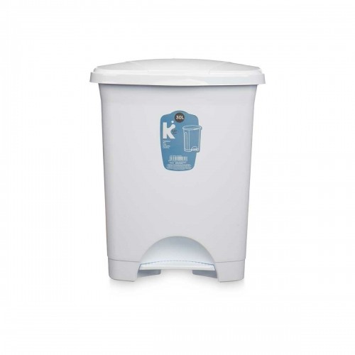 Bigbuy Home Atkritumu tvertne ar pedāli Balts Plastmasa 30 L (4 gb.) image 3