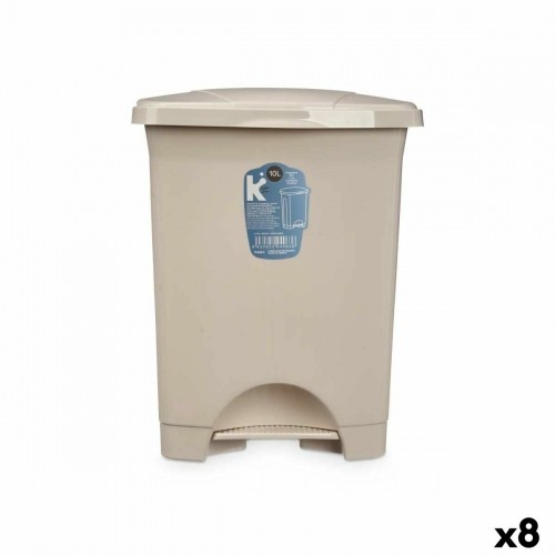 Bigbuy Home Atkritumu tvertne ar pedāli Bēšs Plastmasa 10 L (8 gb.) image 1