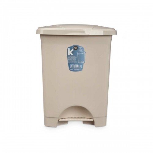 Bigbuy Home Atkritumu tvertne ar pedāli Bēšs Plastmasa 10 L (8 gb.) image 3