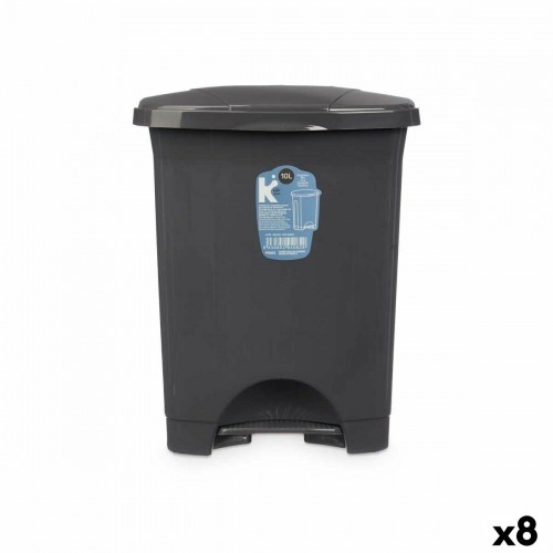 Bigbuy Home Atkritumu tvertne ar pedāli Antracīts Plastmasa 10 L (8 gb.) image 1
