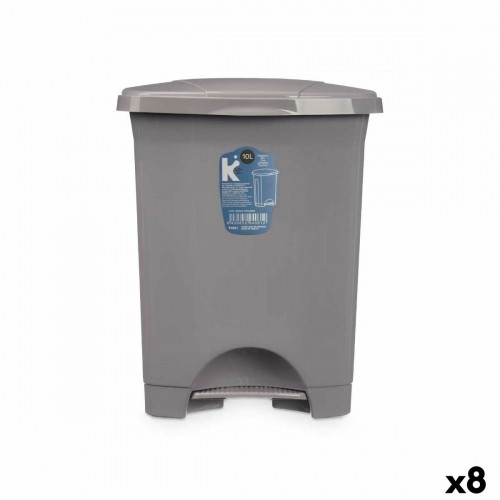 Bigbuy Home Atkritumu tvertne ar pedāli Pelēks Plastmasa 10 L (8 gb.) image 1