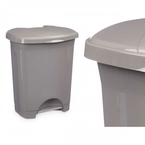 Bigbuy Home Atkritumu tvertne ar pedāli Pelēks Plastmasa 10 L (8 gb.) image 4