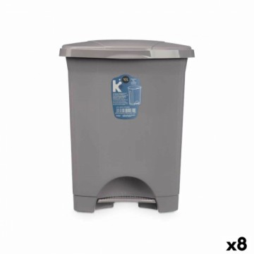 Bigbuy Home Atkritumu tvertne ar pedāli Pelēks Plastmasa 10 L (8 gb.)