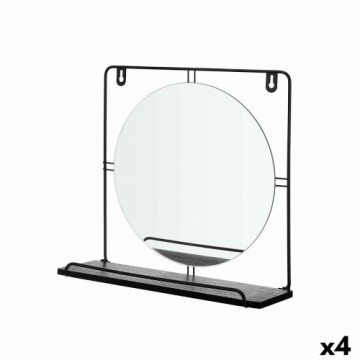 Gift Decor Spogulis Ar Montāžas Kronšteinu Melns Metāls Koks MDF 33,7 x 30 x 10 cm (4 gb.)