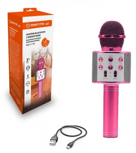 Karaoke microphone with speaker Manta MIC11PK, pink image 4
