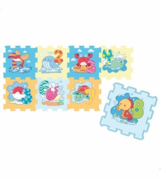 Color Baby Paklājiņš puzle Jūras dzīvnieki un cipari, 8 dab. (30 x 30 cm) Eva gumija, +10 mēn. CB47157