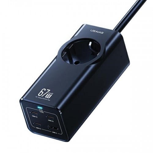 USAMS Listwa zasilająca 67W 3x USB-C + USB Fast Charging Extension Cable EU czarny|black CC225TC01 (US-CC225) image 1