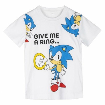 Krekls ar Īsām Piedurknēm Bērniem Sonic Balts