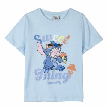 Krekls ar Īsām Piedurknēm Bērniem Stitch Gaiši Zils