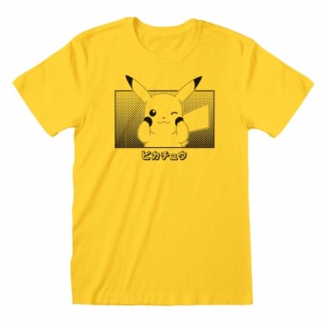 Pokemon Unisex Krekls ar Īsām Piedurknēm Pokémon Pikachu Katakana Dzeltens