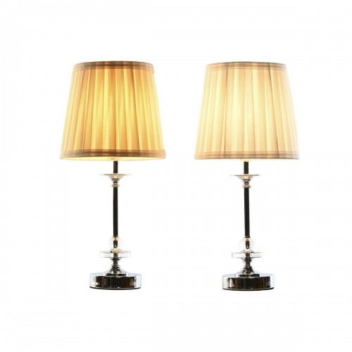 Galda lampa Home ESPRIT Balts Bēšs Metāls 25 W 220 V 20 x 20 x 43 cm (2 gb.) image 2