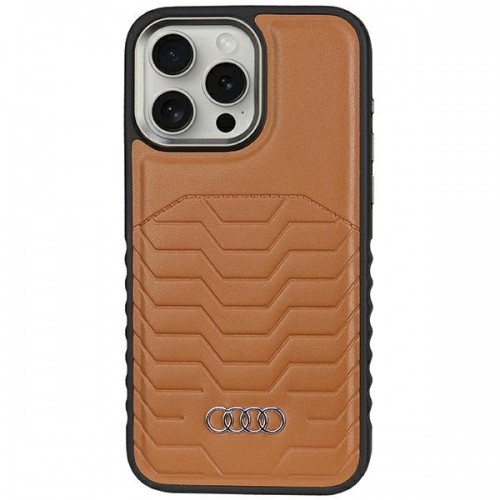 Audi Synthetic Leather MagSafe iPhone 15 Pro 6.1" brązowy|brown hardcase AU-TPUPCMIP15P-GT|D3-BN image 1
