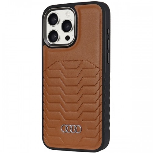 Audi Synthetic Leather MagSafe iPhone 15 Pro 6.1" brązowy|brown hardcase AU-TPUPCMIP15P-GT|D3-BN image 2