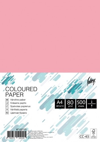 Krāsains papīrs College A4, 80g/m², 500lpp/iep,  CC43 Pink image 1