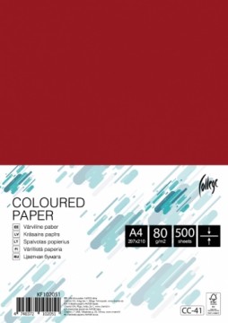Бумага для офисной техники College, цветная A4/80г/500л, глубокий красный цвет