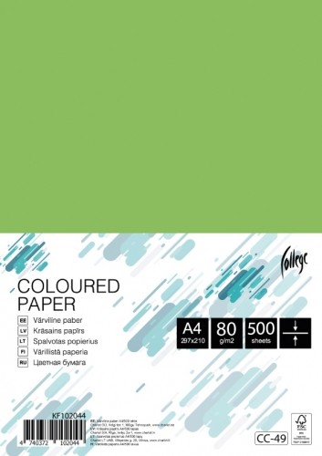 Krāsains papīrs College A4, 80g/m², 500 lapas, CC-49, Grass green image 1