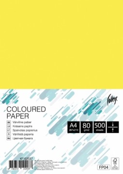 Krāsains papīrs College A4, 80g/m², 500 lapas, FP04, Yellow
