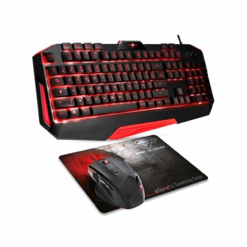 Клавиатура и мышь Spirit of Gamer SOG-3IN1-ES Чёрный Красный AZERTY