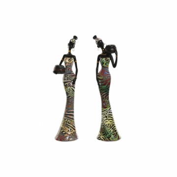 Dekoratīvās figūriņas Home ESPRIT Daudzkrāsains Āfrikas sieviete 10 x 7,5 x 38,5 cm (2 gb.)