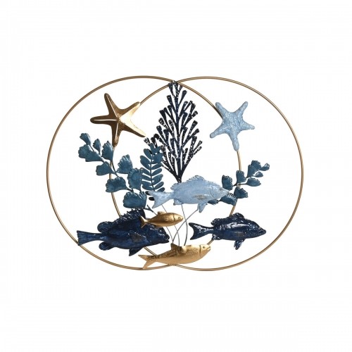 Настенный декор Home ESPRIT Синий Позолоченный Средиземноморье Рыбы 83 x 6 x 63 cm image 1