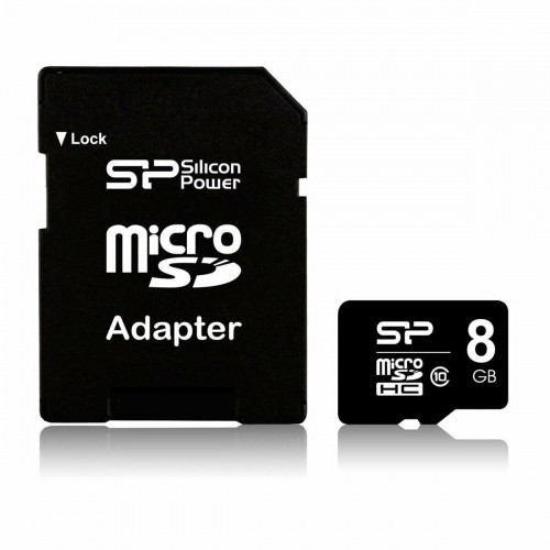 Mikro SD Atmiņas karte ar Adapteri Silicon Power SP008GBSTHBU1V10SP 8 GB image 1