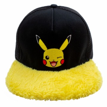 Pokemon Cepure Unisex Pokémon Pikachu Wink Dzeltens Melns Viens izmērs