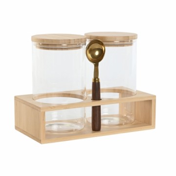 Набор из 2 банок Home ESPRIT Позолоченный Натуральный Бамбук Боросиликатное стекло 24 x 12 x 18,5 cm