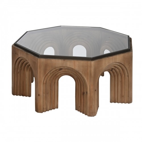 Кофейный столик Home ESPRIT Стеклянный древесина ели 99 x 99 x 46 cm image 1