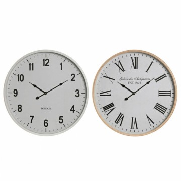 Sienas pulkstenis Home ESPRIT Balts Stikls Koks MDF 53 x 6 x 53 cm (2 gb.)