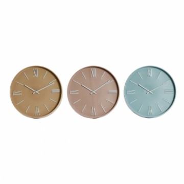 Sienas pulkstenis Home ESPRIT Zils Rozā Sinepes PVC 30 x 4 x 30 cm (3 gb.)