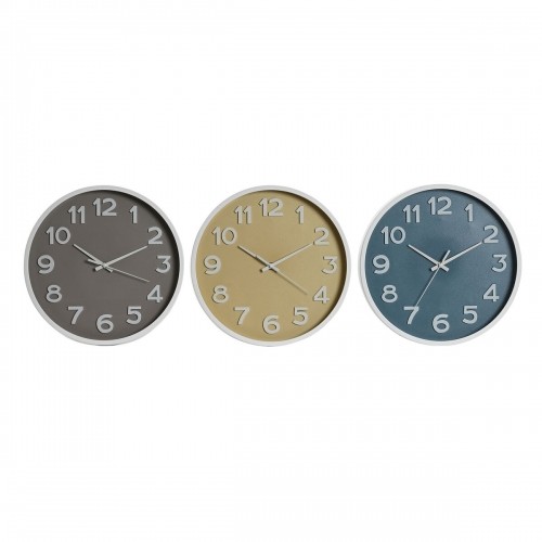 Sienas pulkstenis Home ESPRIT Zils Balts Rozā Sinepes PVC 30 x 4 x 30 cm (3 gb.) image 1