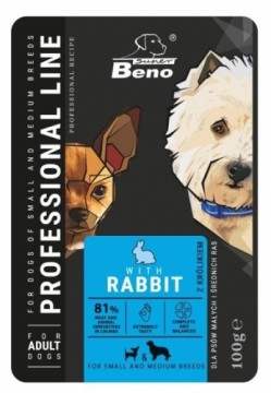 Super Benek SUPER BENO Adult Small and medium Rabbit - Wet dog food - 100 g