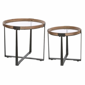 Набор из двух столиков Home ESPRIT Коричневый Чёрный Железо Ель 66 x 66 x 60 cm