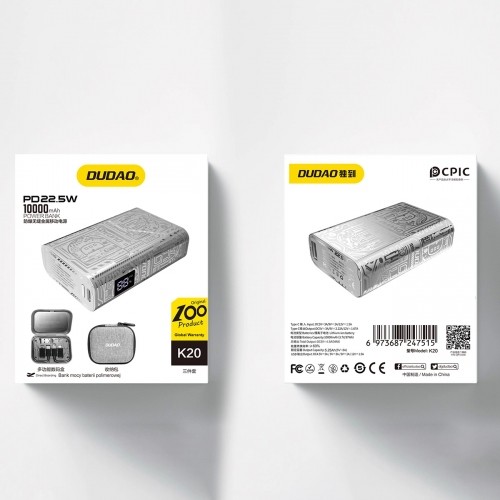 Dudao K20 USB-A | USB-C Powerbank 10000mAh 22.5W - silver image 5