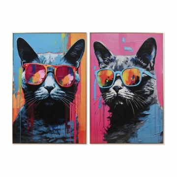 Glezna Home ESPRIT Moderns Kaķis 80 x 3 x 120 cm (2 gb.)
