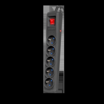 Armac R5 | Barošanas sloksne | pretpārsprieguma sistēma, 5 rozetes, 5 m kabelis, melns