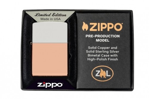 Zippo Lighter 48694 Bimetal Case - Sterling Silver Lid image 1