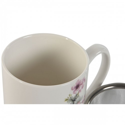 Чашка с заварочным фильтром Home ESPRIT Синий Белый Розовый Нержавеющая сталь Фарфор 380 ml (2 штук) image 2