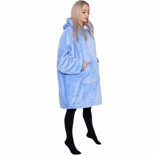 Liela izmēra kapuces sega hoodie blanket Springos HA7320 gaiši zila image 1