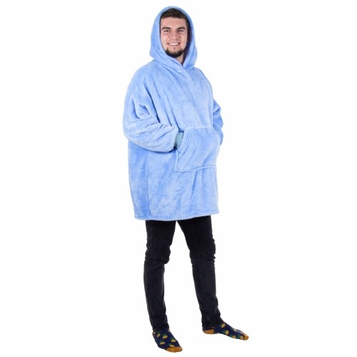 Liela izmēra kapuces sega hoodie blanket Springos HA7320 gaiši zila image 3