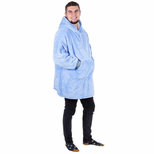 Liela izmēra kapuces sega hoodie blanket Springos HA7320 gaiši zila image 4