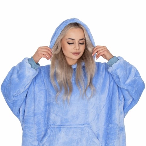 Liela izmēra kapuces sega hoodie blanket Springos HA7320 gaiši zila image 5