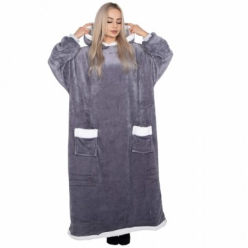 Одеяло с капюшоном большого размера hoodie blanket Springos HA7328vсерое