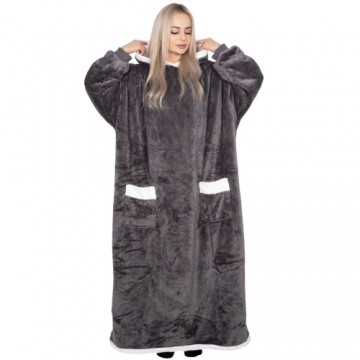 Одеяло с капюшоном большого размера hoodie blanket Springos HA7330 серое