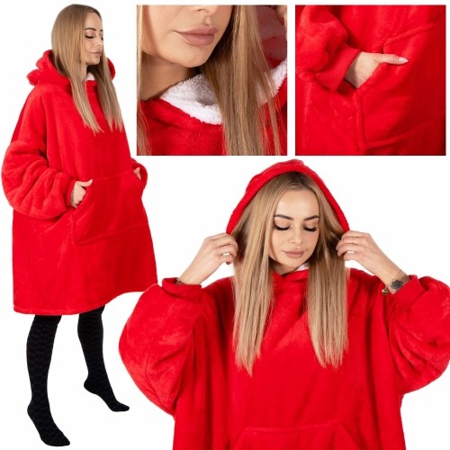 Liela izmēra kapuces sega hoodie blanket Springos HA7321 sarkans image 3