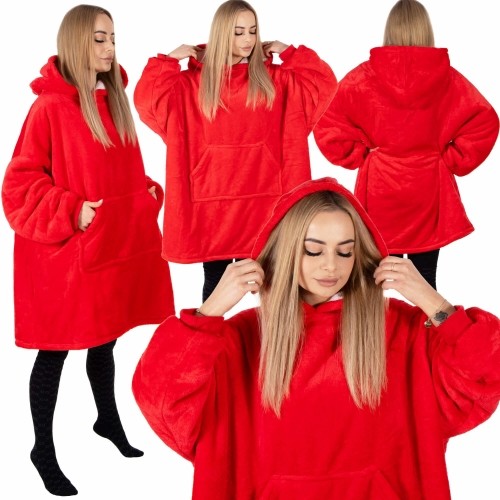 Liela izmēra kapuces sega hoodie blanket Springos HA7321 sarkans image 4